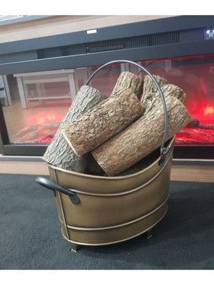 Özgürce Eskitme Tasarımlı Şömine Odun Kovası, 45 Cm, Şık ve Dayanıklı