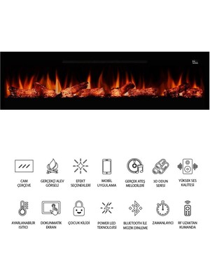 Özgürce 240CM Renkli Isıtmalı Elektrikli Şömine, Sınırsız Renk Seçeneği