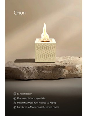 Özgürce Modern Masaüstü Bacasız Beton Şömine ve Bioethanol Hediye Seti