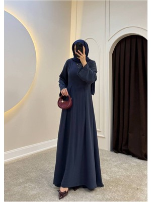 Molly Nelly Kadın Pileli Tesettür Dikiş Detaylı Uzun Kloş Elbise