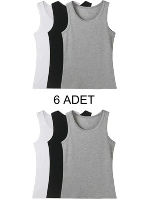 Tutku 6'lı Klasik Askılı Erkek Atlet %100 Pamuk Penye Beyaz Atleti