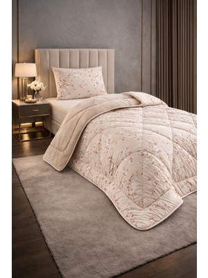 Teksnil Home Tek Kişilik Yorgan Seti Bej Etnik Desenli Welsoft,anti Alerjik,çift Taraflı (Yorgan + 1 Yastık Kılıfı)