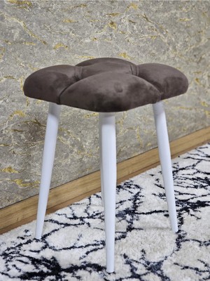 Sevinç Mobilya Kare Beyaz Boyalı Konik Ayaklı Tabure - Oturak - Bar Taburesi - Ayaklı Tabure