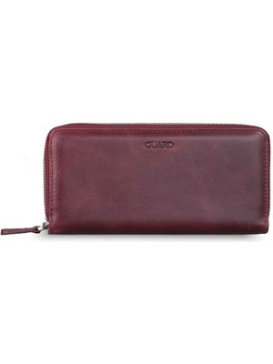 Guard Crazy Bordo Hakiki Deri Çift Fermuarlı El Çantası // GRD260225WT1460