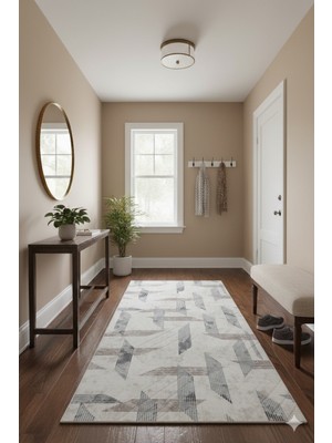 Babil Home Kaymaz Tabanlı Kesme  Salon Koridor Mutfak Yatak Odası Halısı 3022 Bej