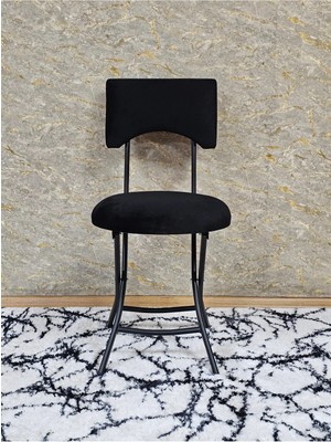 Sevinç Mobilya Siyah Boyalı Katlanır Tabure - Kamp Sandalyesi - Sandalye - Mutfak Taburesi - Tabure