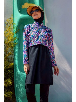 Remsa Mayo Önü Kapaklı Tam Kapalı Tesettür Mayo SIYAH06 R5206