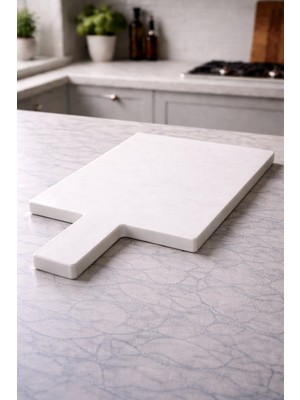 Feyza Design Modern Beyaz Mermer Sunum ve Kesme Tahtası, Şık ve Kullanışlı Tasarım