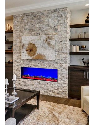 Özgürce Elektrikli Kumandalı Dekoratif Şömine, Bluetooth ve Renk Modu ile 120X40X15 cm