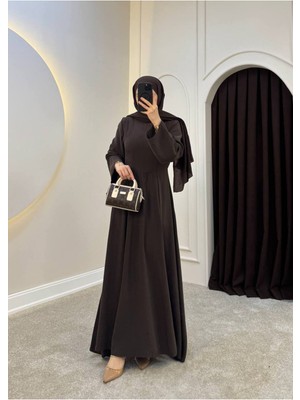 Molly Nelly Kadın Pileli Tesettür Dikiş Detaylı Uzun Kloş Elbise