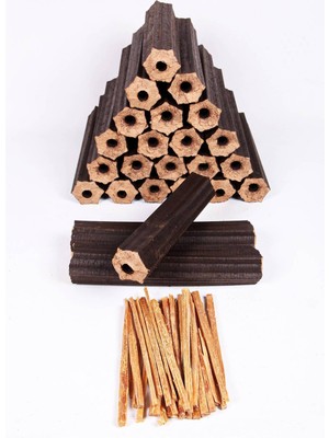 Özgürce Pres Briket Şömine Odunu 25 Kg, Çıra Hediyeli, Isı Yalıtımlı ve Güçlü