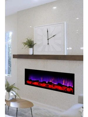 Özgürce Elektrikli Dekoratif Şömine, 100X35X18 Cm, Bluetooth, 3 Renk, Kumanda