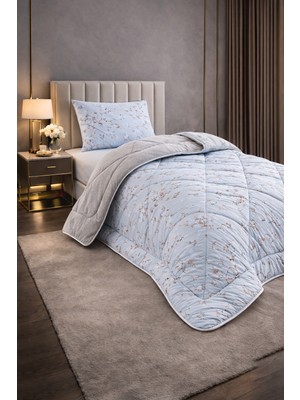 Teksnil Home Tek Kişilik Yorgan Seti Mavi Etnik Desenli Welsoft,anti Alerjik,çift Taraflı (Yorgan + 1 Yastık Kılıfı)