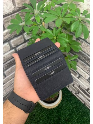 Guard Lacivert Hakiki Deri Ikiye Katlı Patlı Tasarım Unisex Kredi Kartlık // GRD260225WT1369