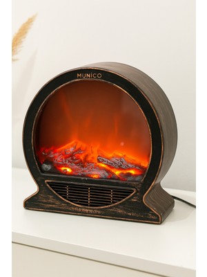 Özgürce Vintage Şömine LED Lamba 30X30 Cm, Gerçekçi Alev Efekti, Fişli ve Pilli Kullanım