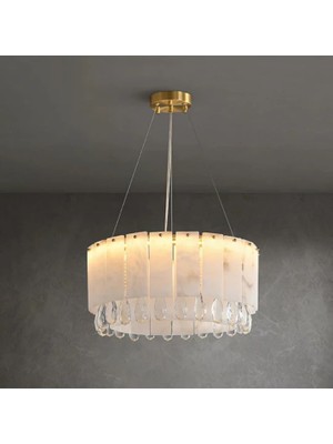 Ronisu Aydınlatma Lumina Mermer ve Kristal Avize – Modern Lüks Dairesel Tasarım Ra-Avz- 6408-57-86