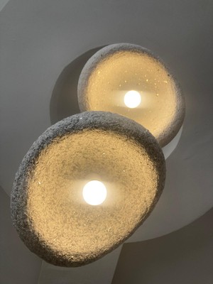 Hayal Home Japandi Style 2'li Sarkıt Avize Orijinal Beton Avize Dekoratif Kaplamalı 30/30 cm Tam Takım