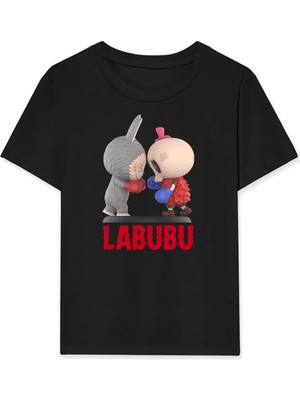 Glam Love Labubu   Baskılı T-Shirt - Siyah -