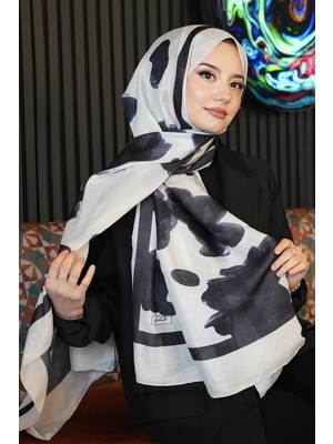 Afvente Gül Desen Fildişi Soft Pamuk Şal