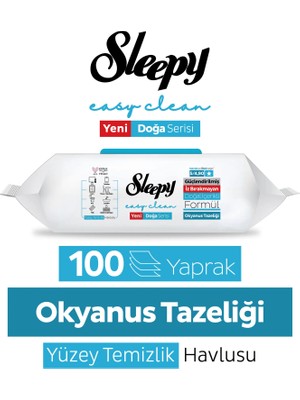 Sleepy Ocean Yüzey Temizlik Havlusu Mendili Okyanus Tazeliği 100 Yaprak