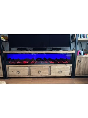 Özgürce Şömine Efekti ve Bluetooth Özelliği ile Uzaktan Kumandalı Dekoratif Elektrikli 150X30X14