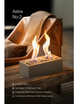 Özgürce Şömine Seti: Beton Tasarım ve Bioethanol Hediye, Modern ve Şık Atmosfer