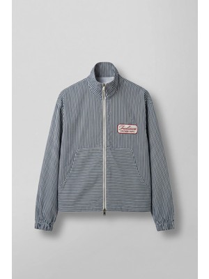 Abluka Online Erkek Rahat Kesim Çizgili Fermuarlı Dik Yaka Vintage Lacivert