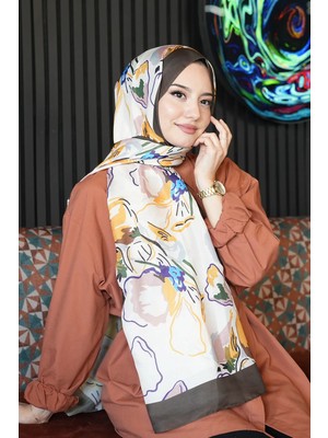 Afvente Sanat Desen Krem Soft Pamuk Şal