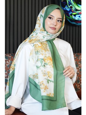 Afvente Çiçek Desen Sarı Soft Pamuk Şal
