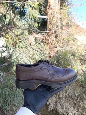 Liarca Asil Nokta Erkek Nokta Detaylı Bağcıklı Hakiki Deri Klasik Kahverengi Ayakkabı