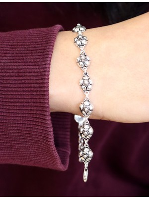 Midyat Nurtaş Gümüş Yuvarlak Caretta Hasır Model Işlemeli Gümüş Kadın Bileklik 201025249