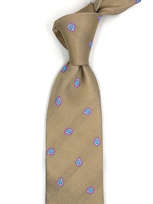 Kravatkolik Rosta Style Gold Şal Desen Italyan Ipek Kravat İK2258