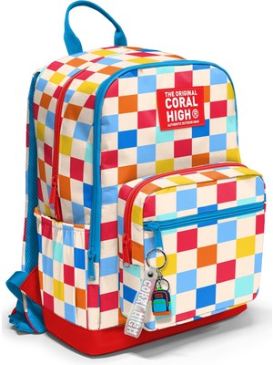 Coral High Çok Renkli Dama Desenli Okul Sırt Çantası 33225