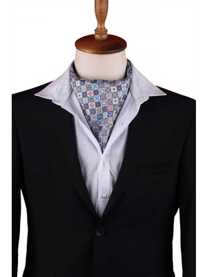 Kravatkolik Çok Renkli Mozaik Motif Desen Erkek Fular Ascot K663