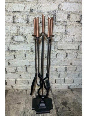 Özgürce Bakır Ruj Figürlü Şömine Maşa Takımı, Şık ve Kullanışlı Tasarım