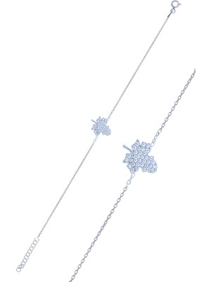 Midyat Nurtaş Gümüş Çınar Tasarım Zirkon Taşlı Gümüş Kadın Bileklik 201025093