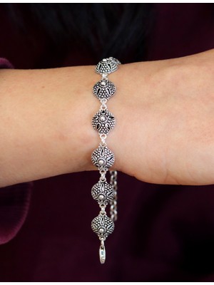 Midyat Nurtaş Gümüş Yıldızlı Bereket Tasarım 925 Ayar Gümüş Telkari Kadın Bileklik 201025233