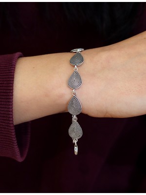 Midyat Nurtaş Gümüş Noktalı Damla Hasır Model Işlemeli Bayan Gümüş Kadın Bileklik 201025242