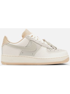 Nike Air Force 1 Af1 1,07 Tassel Detail Leather Womens Sneaker Hakiki Deri Günlük Spor Ayakkabı Krem