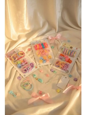 Miniso Renkli Karışık Lastik Tokalar + Küçük Mandal Tokalar