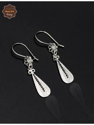 Midyat Nurtaş Gümüş Sallantılı Damla Tasarım 925 Ayar Gümüş Telkari Kadın Küpe 201025199