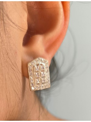 Midyat Nurtaş Gümüş Zirkon Taşlı Prenses Model Trabzon Hasırı Kadın Gümüş Küpe 201025268