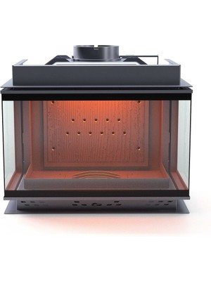 Özgürce Şömne Siyah Camlı Döküm Klapeli Üç Taraflı 70 cm Diamond Hazne