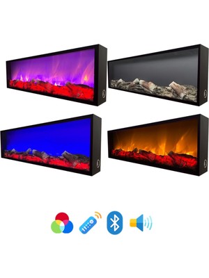Özgürce Elektrikli Yapay Dekoratif Şömine Bluetooth 70X70 Cm, Şık ve Modern Tasarım