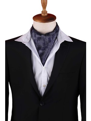 Kravatkolik Lacivert Motif Desen Erkek Fular Ascot K669