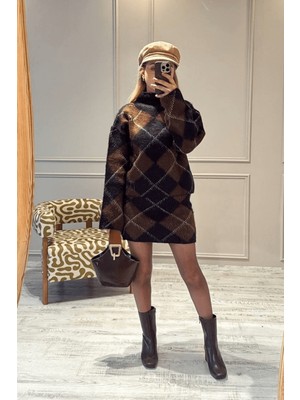 BeeYouStudio Ekose Triko Etek-Kazak Takım Standart