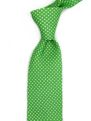 Kravatkolik Reano Style Yeşil Nokta Desen Italyan Ipek Kravat İK2259