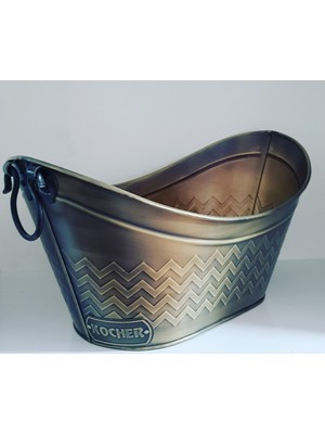 Özgürce Antik Eskitme Gold Dekoratif Şömine Kovası Sepet 60 cm