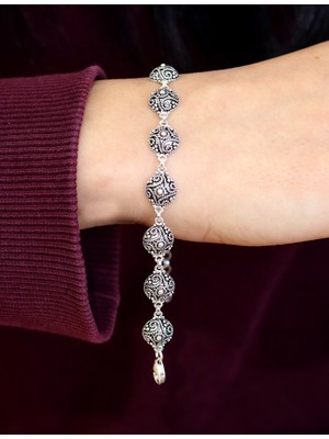 Midyat Nurtaş Gümüş Yuvarlak Model Yöresel Hasır Motifli Gümüş Kadın Bileklik 201025255