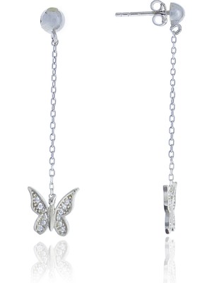 Midyat Nurtaş Gümüş Kelebek Model Zirkon Taşlı Gümüş Kadın Küpe 201024998